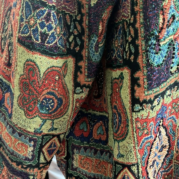 Bird elephant tapestry multicolored artsy lined boho paisley coat - Picture 4 of 17
